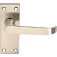 Victorian Straight Satin Nickel Latch Door Handle - 3 Pairs