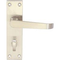 Victorian Straight Satin Nickel Bathroom Door Handle - 1 Pair