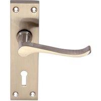 Victorian Scroll Satin Nickel Lock Door Handle - 1 Pair