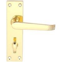 Victorian Straight Polished Brass Bathroom Door Handle - 1 Pair