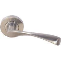 Eden Satin Nickel Round Rose Door Handle - 1 Pair