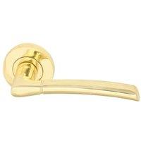 Sofia Polished Gold Round Rose Door Handle - 1 Pair