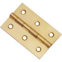 Wickes Polished Brass Solid Brass Butt Hinge - 76mm - Pack of 2