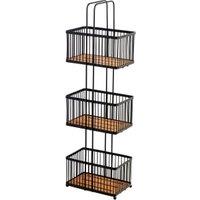 Croydex 3 Tier Black and Wood Storage Unit - 730 x 220mm