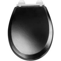 Croydex Lene Flexi-Fix Wooden Soft Close Toilet Seat - Black