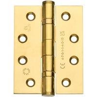 Wickes Polished Brass Grade 13 Fire Rated Ball Bearing Hinge - 102mm - Pack of 3