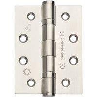 Wickes Satin Steel Grade 13 Fire Rated Ball Bearing Hinge - 102mm - Pack of 3