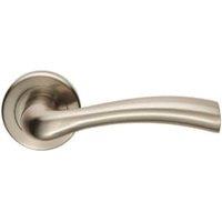 Serozzetta Cinquanta Satin Nickel Round Rose Door Handle - 1 Pair