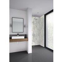 Wetwall Mermaid Bianco Marble Square Edge Single Shower Panel - 2400 x 900 x 11mm