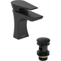 Bristan Hourglass Mono Basin Mixer Tap with Clicker Waste - Black