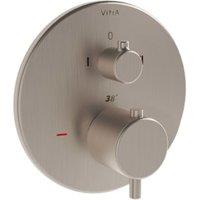 VitrA Origin Round Built-In 2 Way Thermostatic Shower Mixer Valve - Brushed Nickel