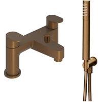 Beckington Double Lever Deck Mounted Bath Shower Mixer Tap - Brushed Bronze