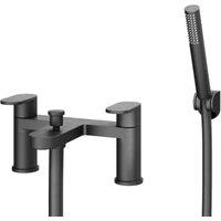 Beckington Double Lever Deck Mounted Bath Shower Mixer Tap - Matt Black