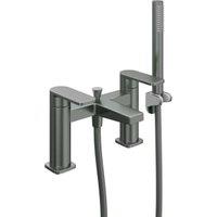 Hemington Double Lever Deck Mounted Bath Shower Mixer Tap - Matt Anthracite