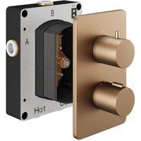 Hadleigh Concealed 2 Outlet Round Thermostatic Shower Valve - Brushed Bronze