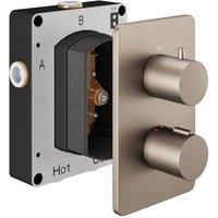 Hadleigh Concealed 2 Outlet Round Thermostatic Shower Valve - Brushed Nickel