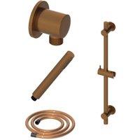 Hadleigh Shower Riser Rail, Wall Outlet, 1.6m Hose & Handset Accessories Kit in Brushed Bronze