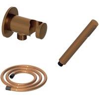 Hadleigh Shower Wall Outlet & Holder, 1.25m Hose & Handset Accessories Kit in Brushed Bronze