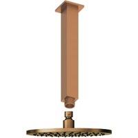 Hadleigh 250mm Ceiling Mounted Round Shower Head with Square Arm - Brushed Bronze