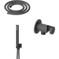 Hadleigh Shower Wall Outlet & Holder, 1.25m Hose & Handset Accessories Kit in Matt Anthracite