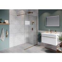 Hadleigh 8mm Brushed Bronze Frameless Wetroom Screen with Wall Arm - 1100mm