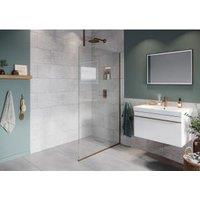 Hadleigh 8mm Brushed Bronze Frameless Wetroom Screen with Ceiling Arm - 800mm