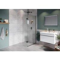 Hadleigh 8mm Matt Anthracite 700mm Frameless Wetroom Screen with Ceiling Arm & 350mm Pivot Panel