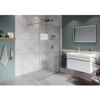 Hadleigh 8mm Brushed Nickel Frameless Wetroom Screen with Wall Arm - 1100mm
