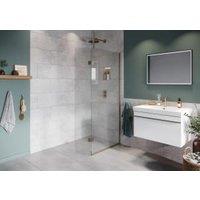 Hadleigh 8mm Brushed Nickel 700mm Frameless Wetroom Screen with Ceiling Arm & 350mm Pivot Panel