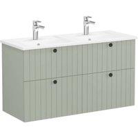 VitrA Avery Retro Green Wall Hung Vanity Unit & Double Basin - 1200 x 670mm