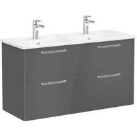 VitrA Avery Storm Grey Wall Hung Vanity Unit & Double Basin - 1200 x 670mm