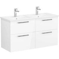 VitrA Avery Gloss White Wall Hung Vanity Unit & Double Basin - 1200 x 670mm