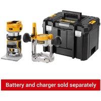 DEWALT DCW604NT-XJ 18V XR Cordless Brushless 8mm (1/4") Router, Fixed & Plunge Bases - Bare
