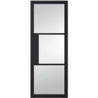 LPD Internal Tribeca 3 Lite Clear Primed Plus Black Solid Core Door - 762 x 1981mm