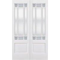 LPD Internal Downham Pair 9 Lite Glazed Primed White Solid Core Door - 1372 x 1981mm