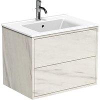 Wickes Tallinn White Marble Push To Open Vanity Unit & Basin - 650 x 550mm
