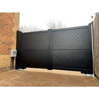 Readymade Black Aluminium Diagonal Double Swing Gate - 3000 x 1600mm