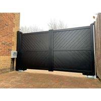Readymade Black Aluminium Diagonal Double Swing Gate - 3250 x 2000mm
