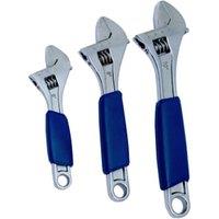Wickes Adjustable Drop Forged Steel 3 Piece Wrench Set with Grips