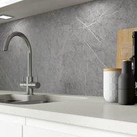 AluSplash Grey Marble Satin Splashback - 3050 x 610 x 4mm