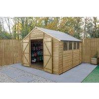 Forest Garden Apex Overlap Pressure Treated Double Door Shed - 10 x 10ft