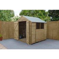 Forest Garden Apex Overlap Pressure Treated Double Door Shed - 7 x 7ft