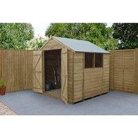 Forest Garden Apex Overlap Pressure Treated Double Door Shed with Assembly - 7 x 7ft