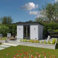 Kyube 3.74 x 3.74m Composite Horizontally Cladded Garden Room including Installation - Moondust Grey