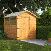 Powersheds Double Door Apex Shiplap Dip Treated Shed - 8 x 6ft