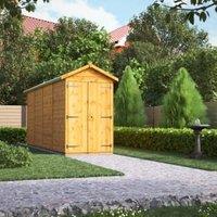Powersheds Double Door Apex Shiplap Dip Treated Windowless Shed - 16 x 4ft