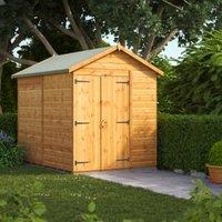 Powersheds Double Door Apex Shiplap Dip Treated Windowless Shed - 8 x 6ft