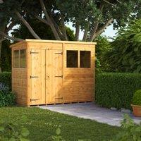 Powersheds Double Door Pent Shiplap Dip Treated Shed - 8 x 4ft