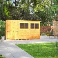 Powersheds Double Door Pent Shiplap Dip Treated Shed - 12 x 4ft