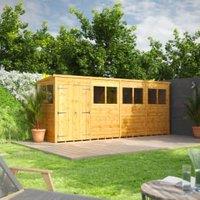Powersheds Double Door Pent Shiplap Dip Treated Shed - 16 x 4ft